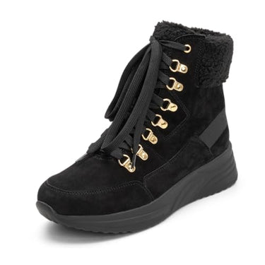 VITAFORM Stiefeletten Damen Winter Schwarz - Italienisches Veloursleder - Gefütterte Stiefel Damen - Bequeme Schuhe für Herbst und Winter im Sale